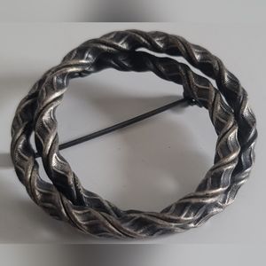 Vintage Metal Brooch Pin Twisted Braid metal